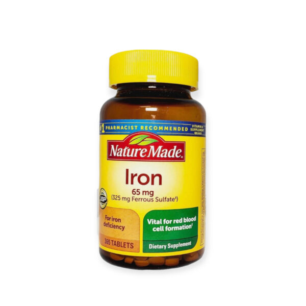 Nature Made Iron 65 mg (325 mg de sulfate ferreux) comprimés, complément alimentaire pour le soutien des globules rouges, 365 comprimés
