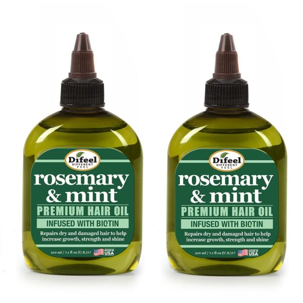 Difeel Huile capillaire de qualité supérieure au romarin et à la menthe avec biotine, 210 ml