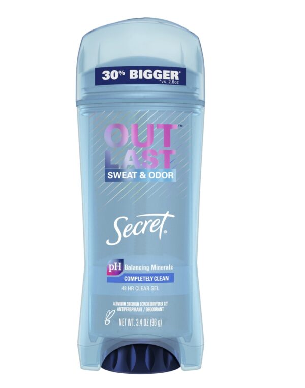 Secret Outlast Déodorant antisudorifique en gel transparent, parfum frais pour la douche, 73g