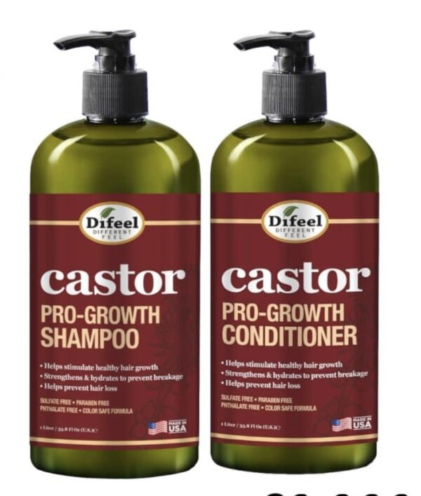 Difeel Castor Pro-Growth Shampooing 1L. et revitalisant 1L. (pack de 2 pièces)