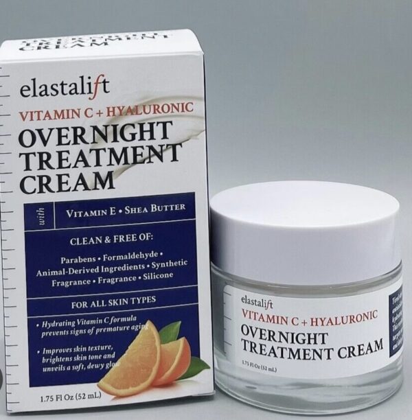 Elastalift Crème de nuit régénératrice éclaircissante à la vitamine C + hydratant à l'acide hyaluronique pour le visage, 52 ml