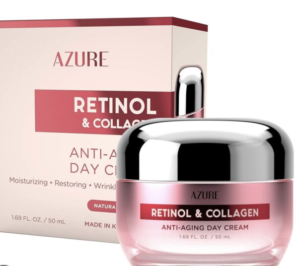 AZURE, Crème de jour au rétinol et au collagène - Hydratant anti-âge, réparateur, 30 ml