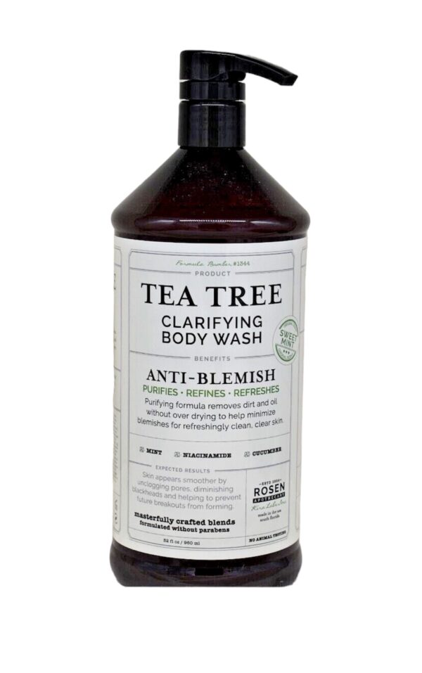 ROSEN APOTHECARY Nettoyant pour le corps clarifiant à l’arbre à thé et aux imperfections à la menthe douce, 960 ml