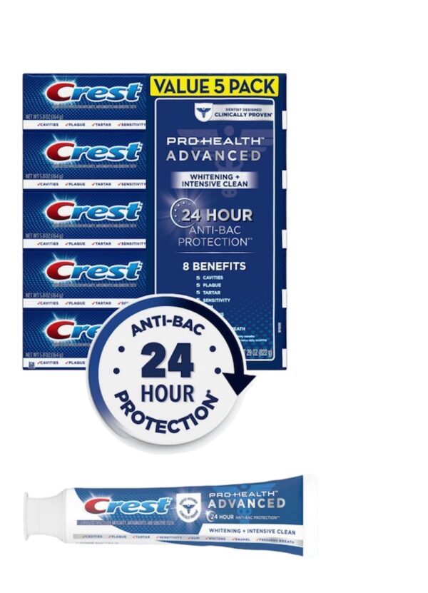 Crest ProHealth Advanced Dentifrice anti-carie blanchissante, paquet de 5